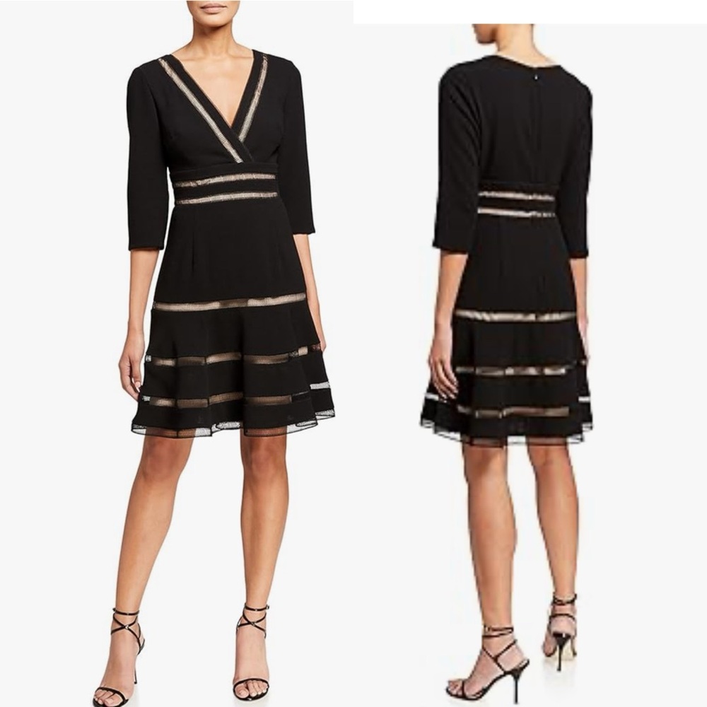 SHANI NWT elegant black dress with lace details and flattering silhouette sz 10
